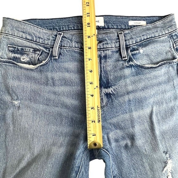 Frame Womens Light Wash Mid Rise Distressed Le Garcon Straight Leg Jeans Size 28 - Picture 6 of 9